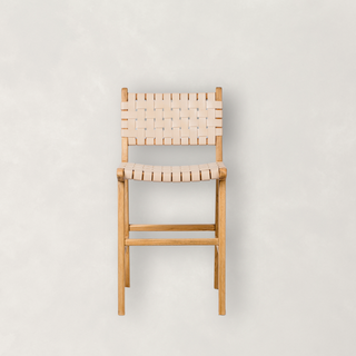 Woven Leather Bar Stool in Neutral