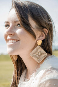 Thumbnail for Hirsch & Timber Boho Rattan Diamond Dangle Handmade Earrings