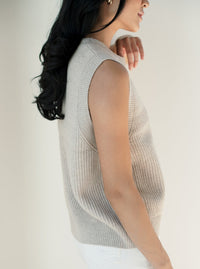Thumbnail for Ribbed Crew Neck Sweater Vest