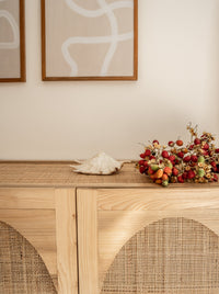Thumbnail for Natural Rattan & Wood Arch Sideboard