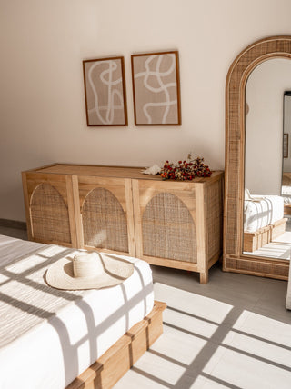 Natural Rattan & Wood Arch Sideboard