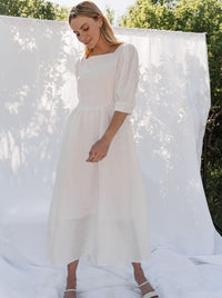 Thumbnail for Rhodes Linen Drape Maxi Dress
